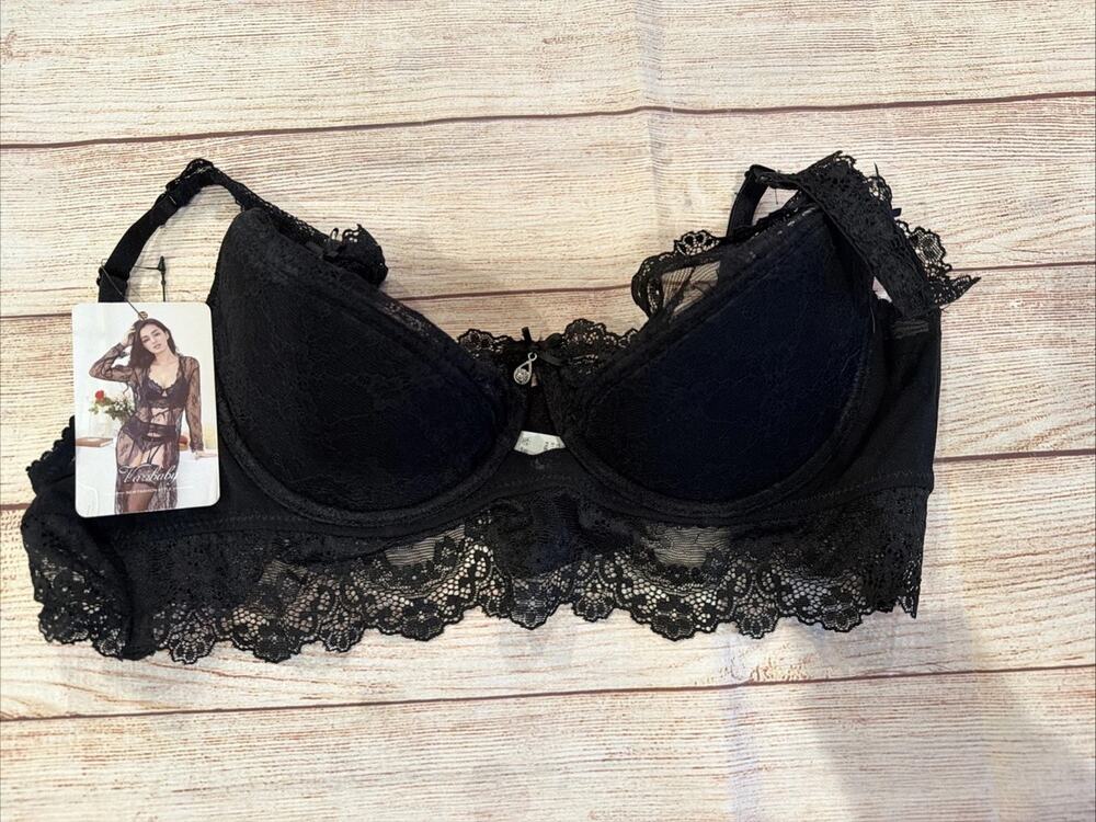 Varsbaby Embroidery Lace Bra Underwire Push Up Sexy Half Cup Brassiere 38C-NWT